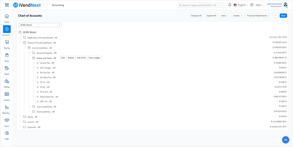 Chart of Accounts - GST
