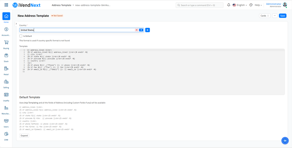 New Address Template