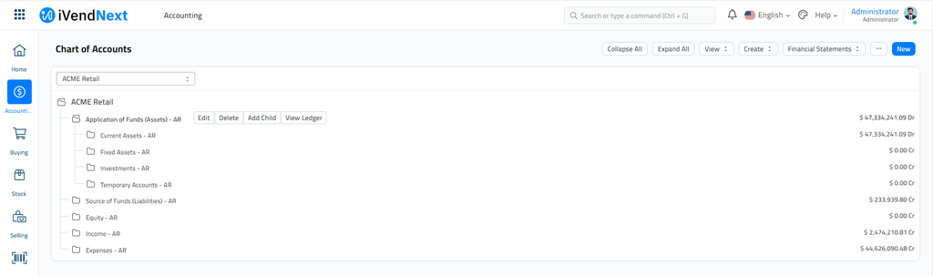 Chart of Accounts - Application