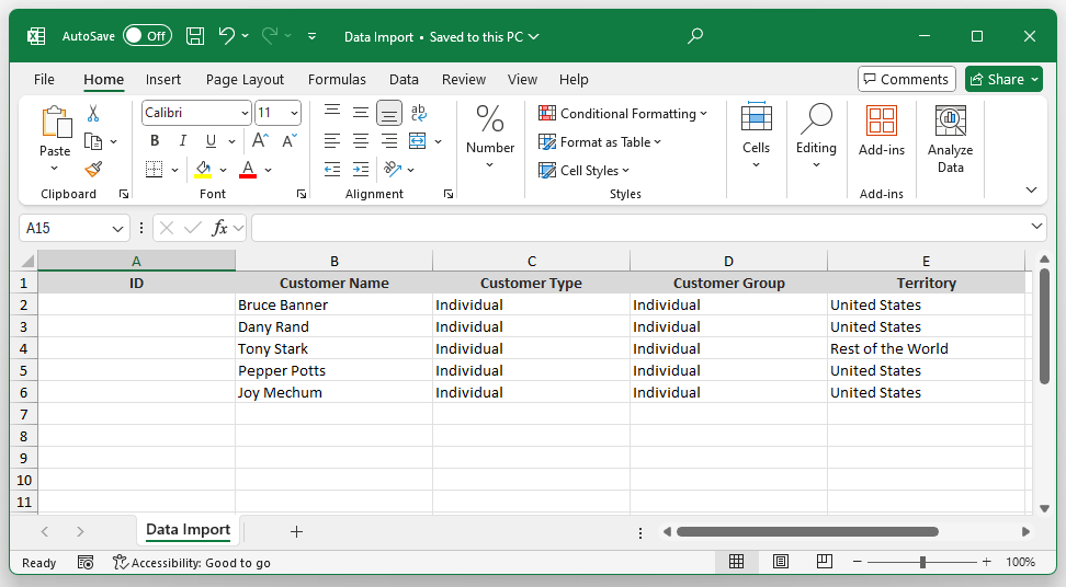 Data Import - Filled