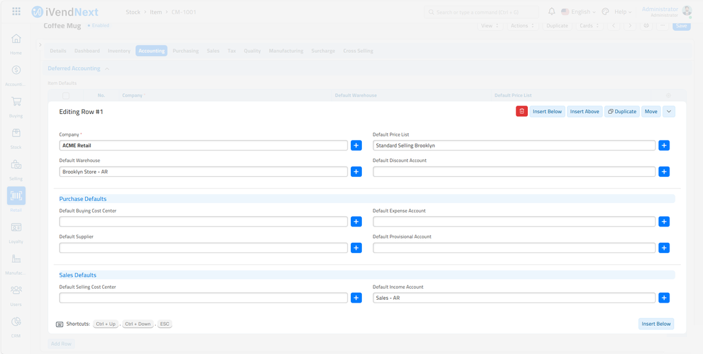 Default Discount Account