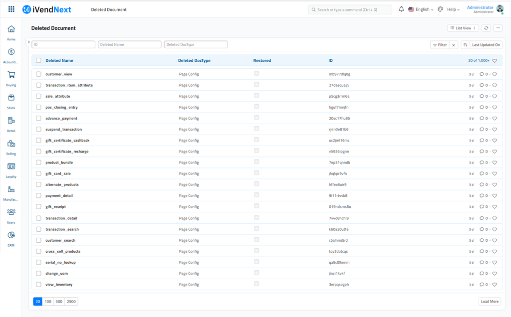Deleted Documents List