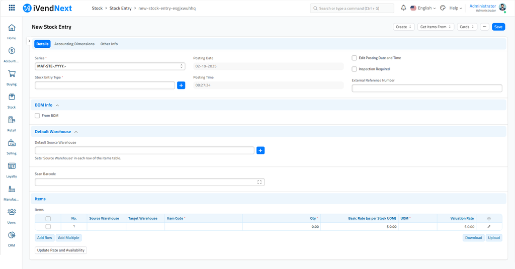 Stock Entry Details Tab