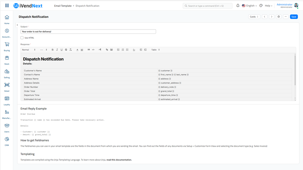 Email Template - Dispatch Notifications