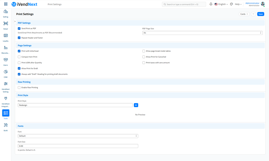 Print Settings - Enable Raw Printing
