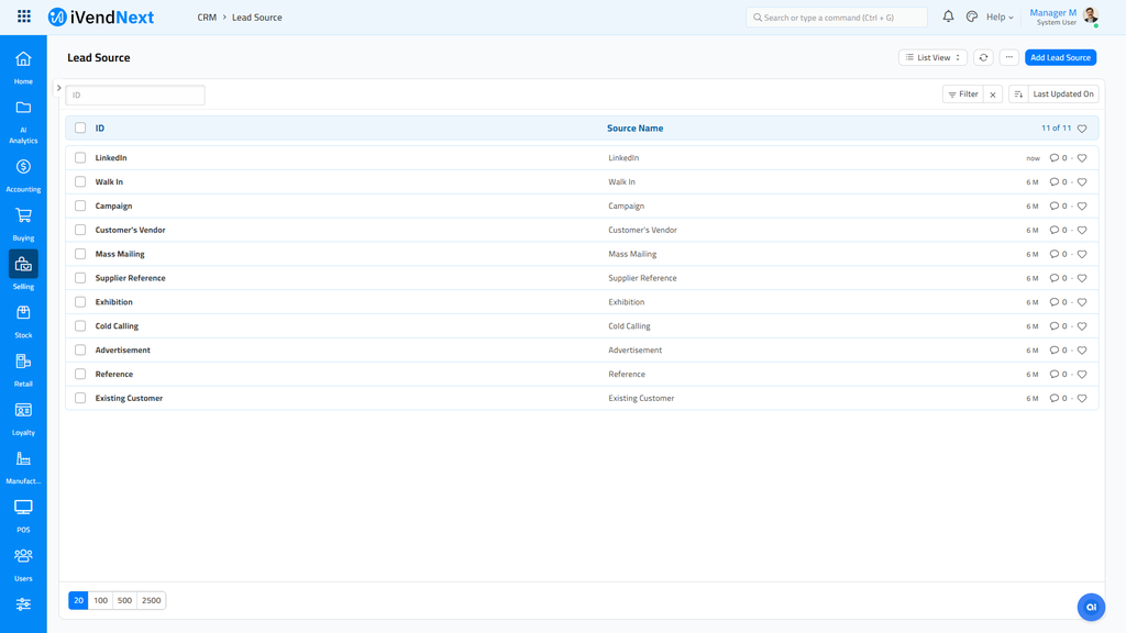 Lead Source List