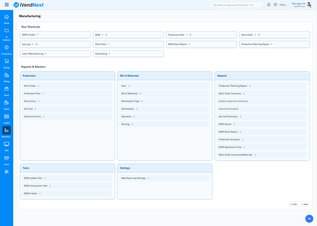 Manufacturing Home BOM Creator