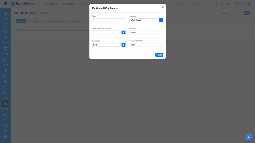 Multi Level BOM Creator