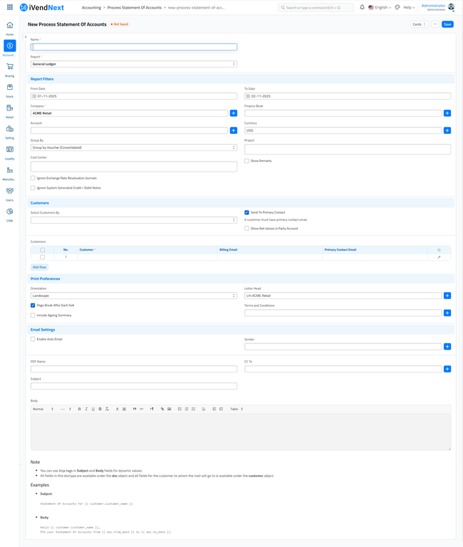 New Process Statement of Accounts