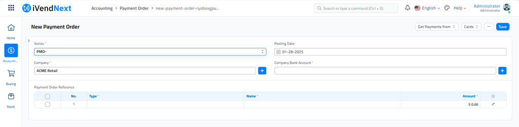 New Payment Order