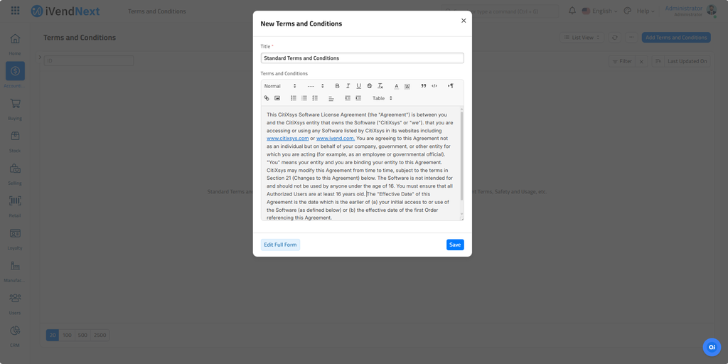 New Terms and Conditions