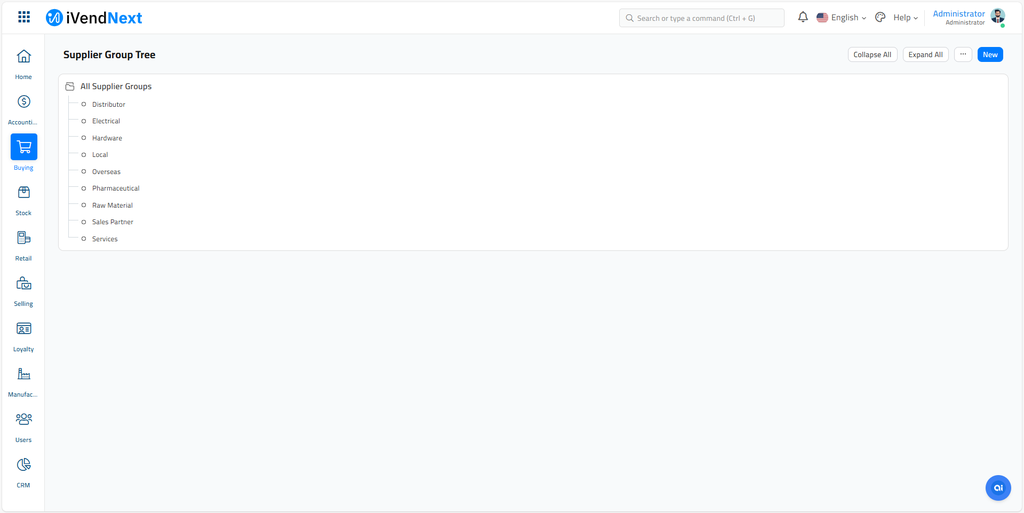 Supplier Group - Tree