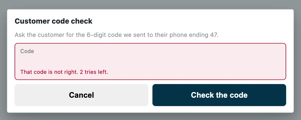 A wrong code, with the tries left