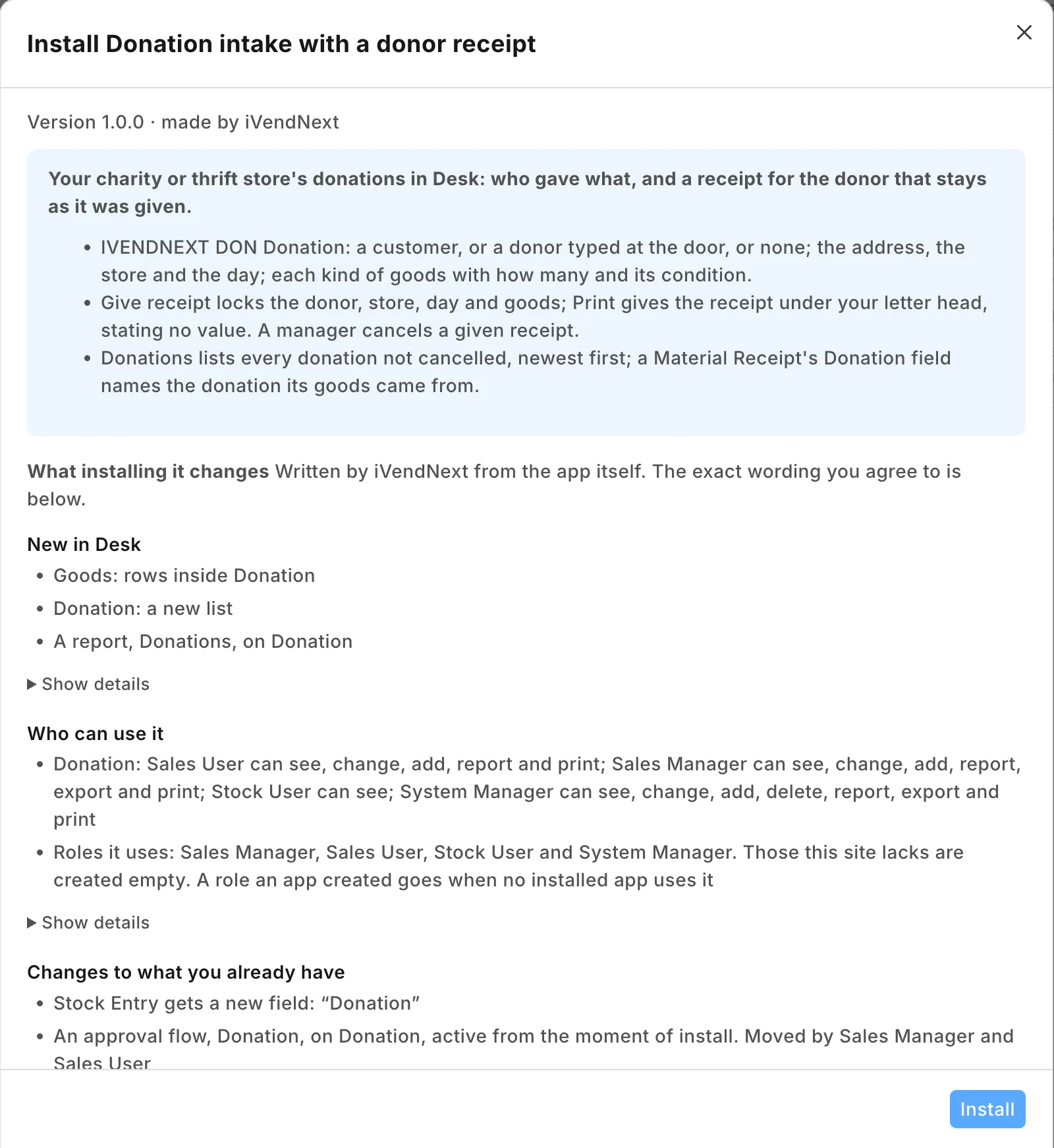 What installing Donation intake with a donor receipt changes, read before you install it