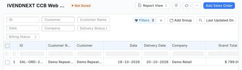 The report Web orders to pick with one web order still to pick