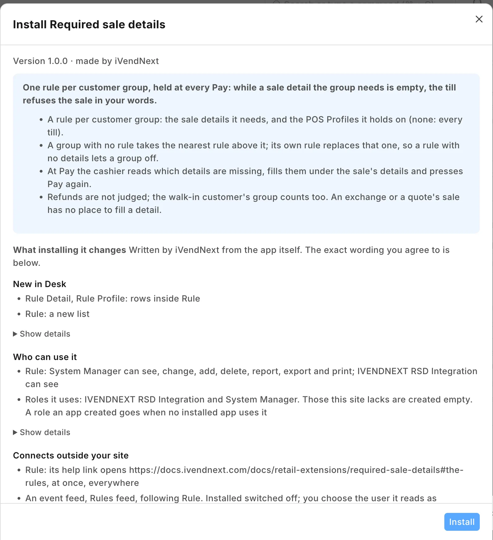 What installing Required sale details changes, read before you install it