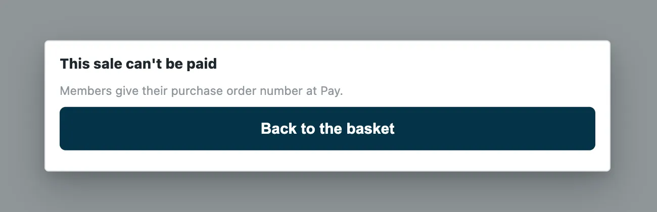 At Pay, the purchase order number empty: the sale refused in the rule's words